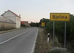 Traffic sign at the village entrance