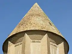 The conical roof of Gonbad-e Qabus.