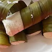 Moode idli steamed in fragrant screwpine leaves, Mangalore, Karnataka.