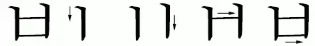 Stroke order in writing ㅂ