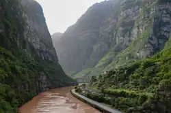 Guancunba railway station of Chengdu–Kunming railway in Dadu River Valley, Jinkouhe