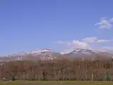 Mount Neko (left) and Mount Azumaya, spring