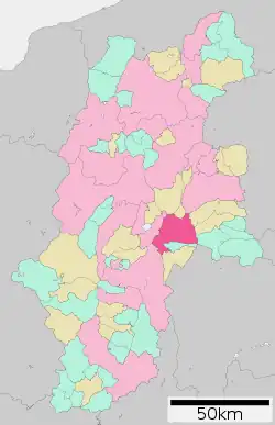 Location of Chino in Nagano Prefecture