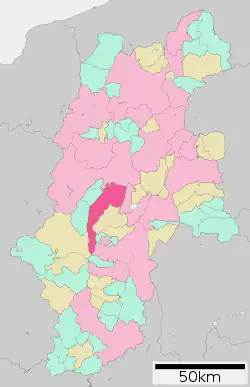 Location of Shiojiri in Nagano Prefecture