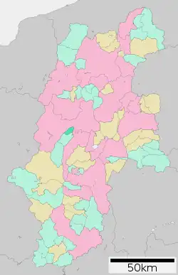 Location of Yamagata in Nagano Prefecture