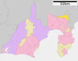 Location of Oyama in Shizuoka Prefecture