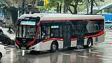 A bus along a street in Shanghai, China