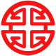 Stylisation of the 禄 lù or 子 zi grapheme, respectively meaning "prosperity", "furthering", "welfare" and "son", "offspring". 字 zì, meaning "word" and "symbol", is a cognate of 子 zi and represents a "son" enshrined under a "roof". The symbol is ultimately a representation of the north celestial pole (Běijí 北极) and its spinning constellations, and as such it is equivalent to the Eurasian symbol of the swastika, 卍 wàn.