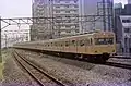 JNR 101 series EMU approaching Kinshicho Station at Chuo-Sobu Line, August 1978