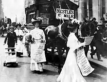 Women selling the newspaper on Fleet Street in London, in 1908.