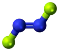 trans-dinitrogen difluoride ball-and-stick model