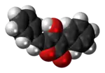 Space-filling model of the (E)-pulvinone molecule