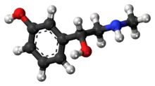 Ball-and-stick model of the phenylephrine molecule