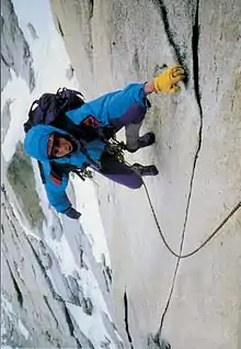 Paul Pritchard climbing