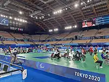 Boccia stadium with matches being played