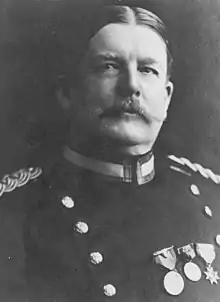 Black and white head and shoulders photo of U.S. Army Colonel George K. McGunnegle in early 1900s dress uniform