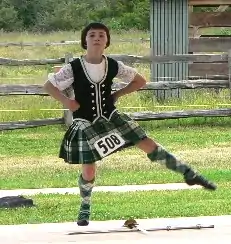 A young Highland dancer demonstrates a Scottish sword dance at the 2005 Bellingham (Washington) Highland Games