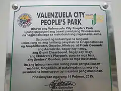 The Park's inauguration plate