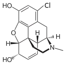 Chemical structure of 1-chlorocodeine.