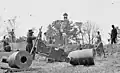 10-inch seacoast mortars, Model 1841, being emplaced near Butler's Crows Nest near Dutch Gap, Virginia.