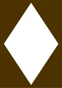 white diamond in brown rectangle