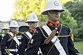 In addition to the drum badge on the right sleeve, buglers are also wearing dress cords.