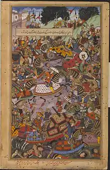 Victory of Ali Quli Khan on the river Gomti-Akbarnama, 1561