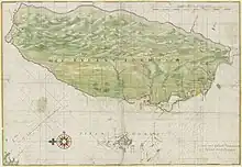 Image 30Map of Taiwan with the western coast pointed downwards, c. 1640 (from History of Taiwan)