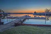 A floating dock at Florence Marina State Park