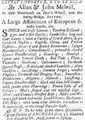 Advertisement for Allan & John Melvill, merchants, Boston, 1758. Allan Melvill was the father of Thomas Melvill