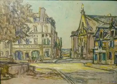 Germain David-Nillet's "La Chapelle des Ursulines et l'Hôtel du Lion d'Or". Held in the Musée du Faouët.