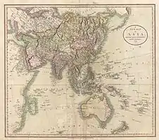 An 1806 British map showing two possible locations of (Los) Jardines northeast of the Mariana Islands