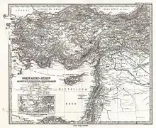 An 1873 German map of Asia Minor & Syria, with relief illustrating the Beqaa (El Bekaa) valley