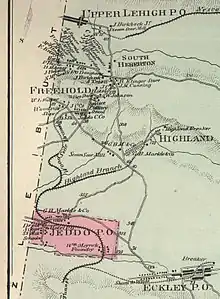 A map of Jeddo and the surrounding communities (1873)