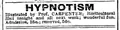 Advertisement, Hypnotism show, 1891