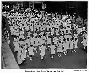 Children in the silent parade.