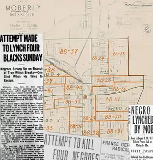 Map and B&W newspaper clips