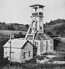 Headframe topped by a hoist tower