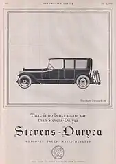 1922 Stevens-Duryea advertisement Automobile Topics