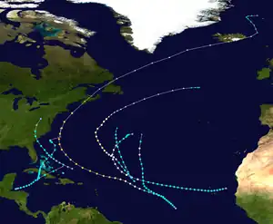 Track map of the 1927 hurricanes