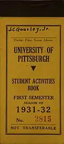 1931 Student Football Ticket Book