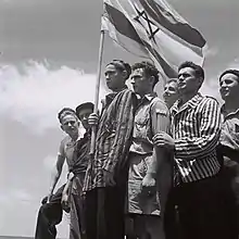 Image 5Buchenwald survivors arrive in Haifa to be arrested by the British, 15 July 1945 (from History of Israel)