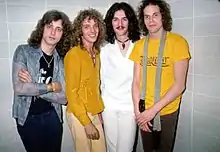 Left to right: Bob Mayo, Peter Frampton, John Siomos, Stanley Sheldon, 1975