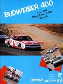 The 1986 Budweiser 400 program cover, featuring Darrell Waltrip.