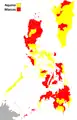 Provinces where Marcos won at least a plurality are in red. This is the clearest manifestation of the Solid North.