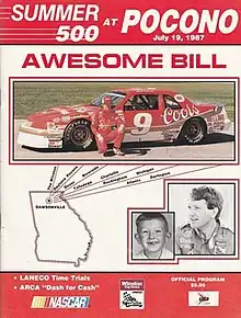 The 1987 Summer 500 program cover, featuring Bill Elliott.