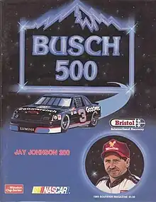 The 1989 Busch 500 program cover, featuring Dale Earnhardt.