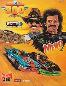 The 1992 Food City 500 program cover, featuring Richard Petty and Kyle Petty.