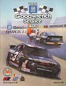 The 1995 GM Goodwrench Dealer 400 program cover, featuring Dale Earnhardt.