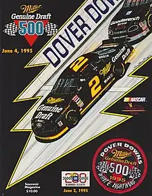 The 1995 Miller Genuine Draft 500 program cover, featuring Rusty Wallace. Artwork by NASCAR artist Sam Bass.